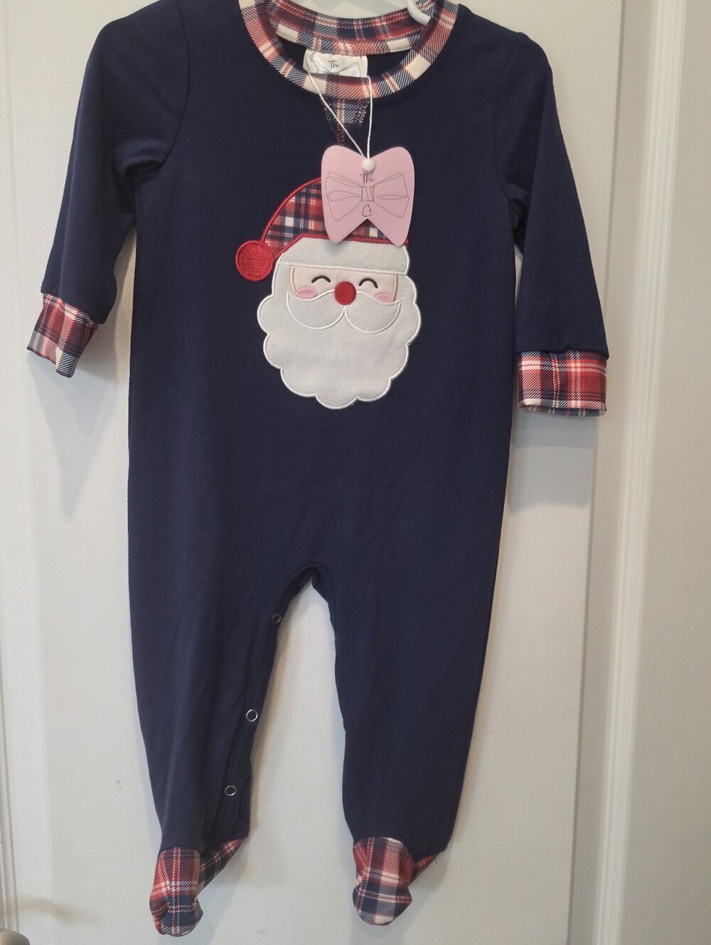 The Hairbow Company Christmas Long Romper with Santa NWT